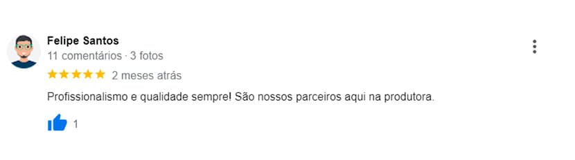 Avaliação feita por um de nossos clientes no Google
